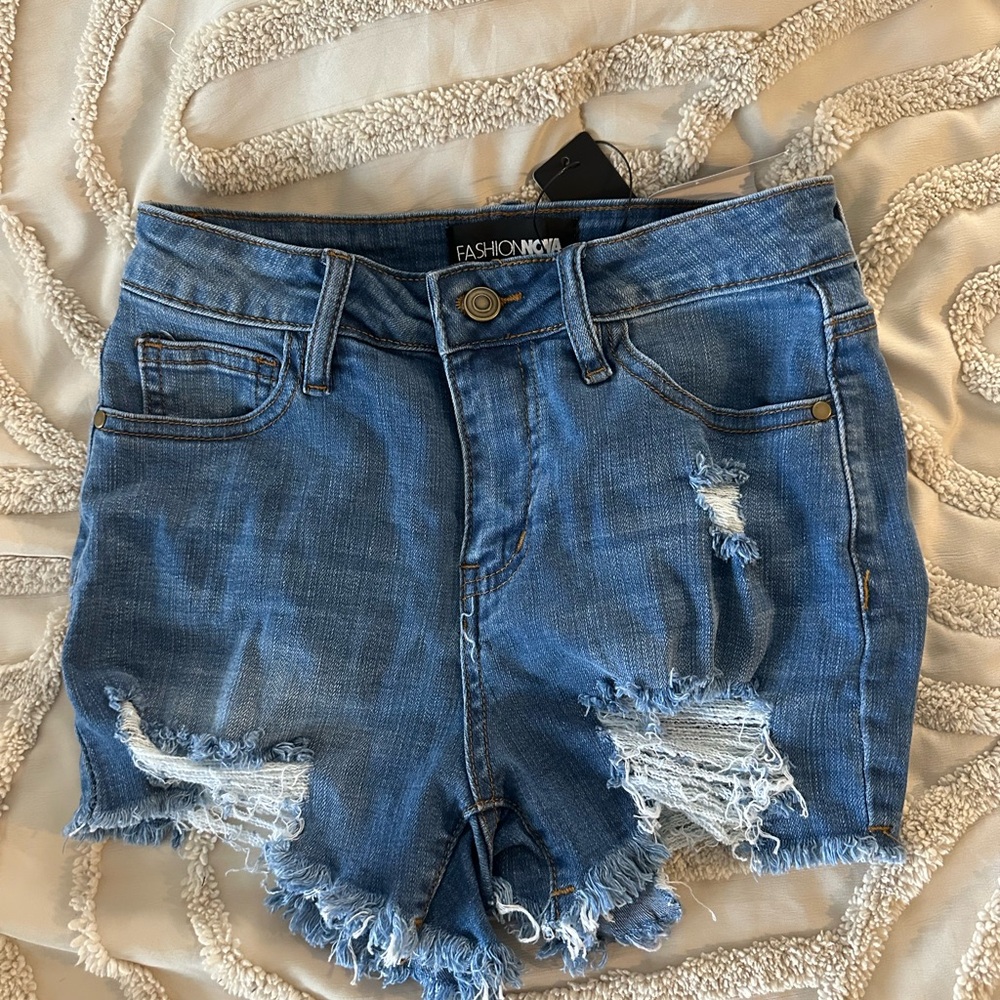 Fashion Nova Ripped Denim Jean Shorts